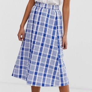 🏡Cottagecor gingham Plaid midi Skirt